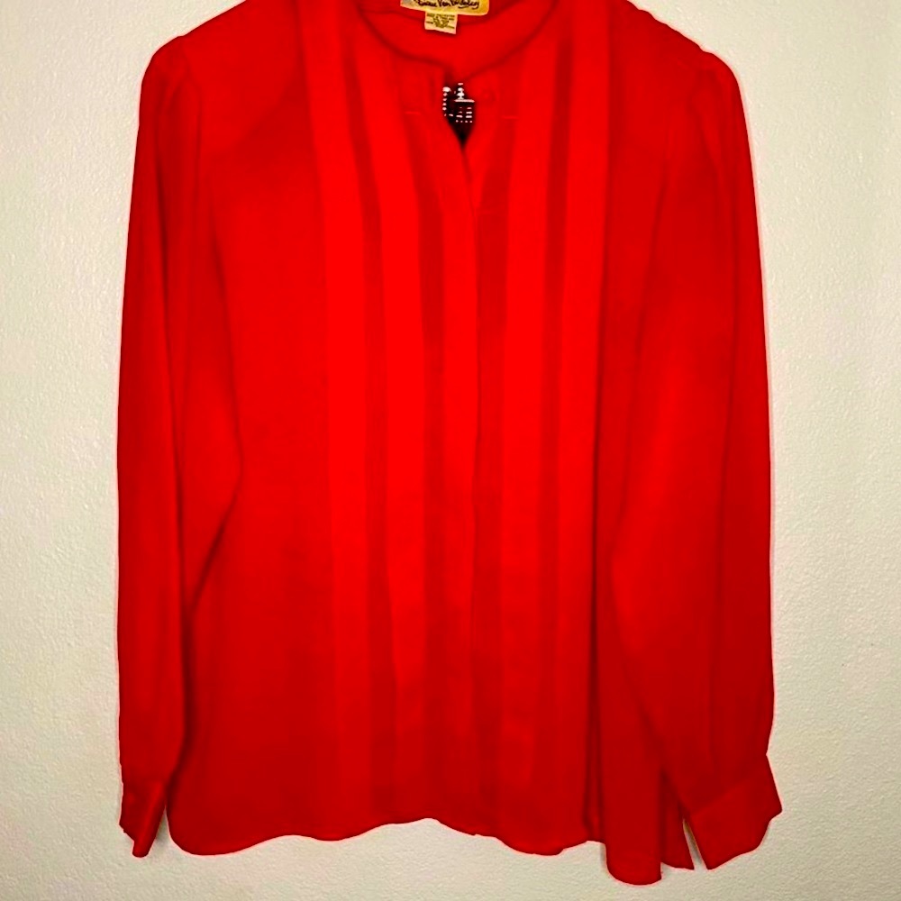 Vintage Diane Van Furstenberg Red Button Down Blouse size 12
